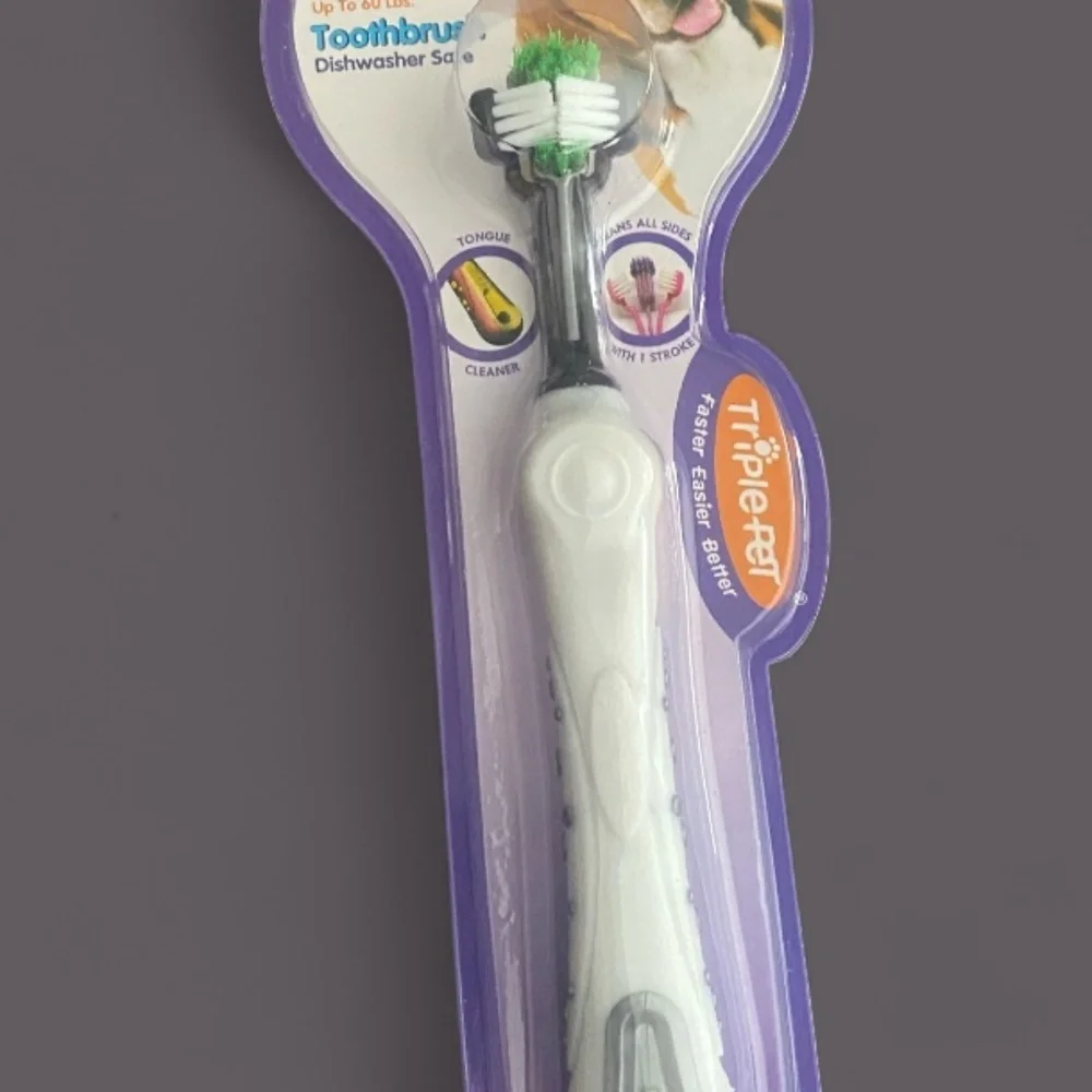 Triple-Pet Dog Toothbrush | Small Breeds (up to 60 pounds)